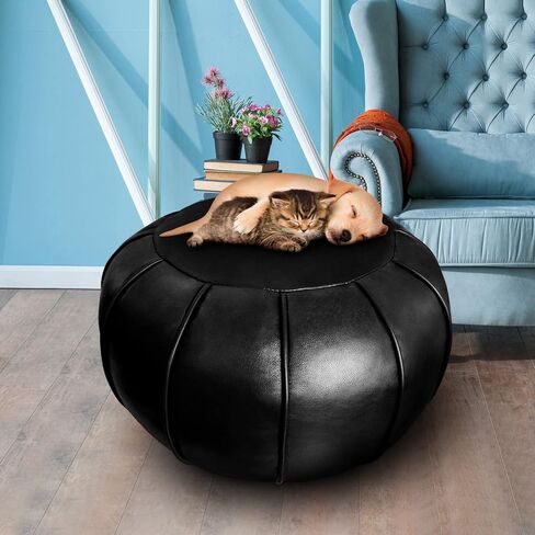 Louis Donné Unstuffed Pouf Ottoman Cover Footstool Super Soft Small Beam Bag Cover Foot Rest Thick Ripstop Fabric Round Storage Camping pet Sleeping Washable Home Decor Grey(Only Cover) in Saudi Arabia