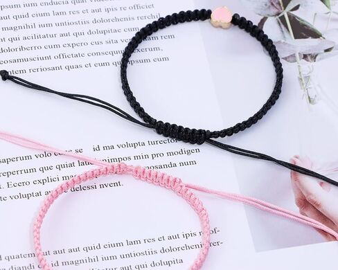 Heart Beaded Matching Bracelets 2Pcs Adjustable Braided Long Distance Bracelets for Couples Best Friend Friendship Wedding Valentines Anniversary Graduation Gift in Saudi Arabia