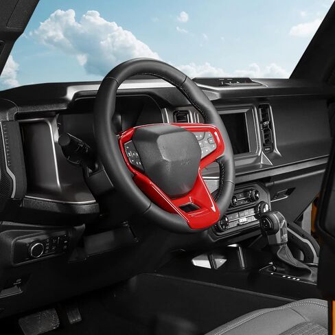 لسيارة Ford Bronco 2021 2022 + غطاء لوحة عجلة القيادة الداخلية متوافق مع Ford Bronco 2021 2022+ (ABS، قطعة واحدة، أحمر) in Saudi Arabia