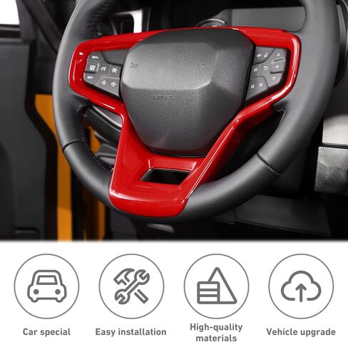 لسيارة Ford Bronco 2021 2022 + غطاء لوحة عجلة القيادة الداخلية متوافق مع Ford Bronco 2021 2022+ (ABS، قطعة واحدة، أحمر) in Saudi Arabia