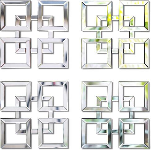 مرايا حديثة لديكور الحائط - بريق الماس المكسر المزخرف بالكريستال للتعليق على الحائط ثلاثي الأبعاد لبيت المزرعة لتزيين غرفة الطعام والمكتب والمطبخ (2، مربع) in Kuwait