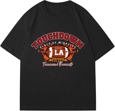 Verdusa Men's Jersey Game Day Oversized Short Sleeve Graphic Tees Top Round Neck Cotton Football Shirts in Saudi Arabia