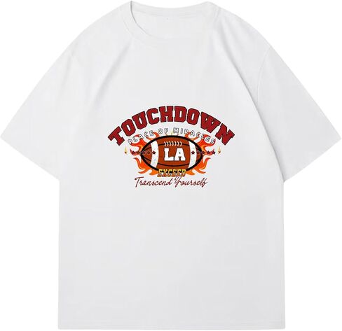 Verdusa Men's Jersey Game Day Oversized Short Sleeve Graphic Tees Top Round Neck Cotton Football Shirts in Saudi Arabia