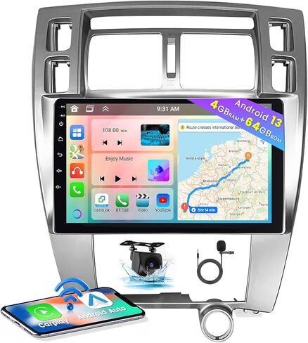 Hikity Android Car Stereo for Hyundai Tucson 2006-2009 Radio 2+64GB 10.1 Inch Touchscreen Car Radio Wireless Carplay Android Auto Support GPS Navigation WiFi Bluetooth FM EQ Backup Camera in Saudi Arabia