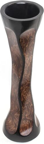 Sculptured Wooden Vase for Dried Floral and Decorative Grass Display, Hand Crafted Brown Polished Mango Wood Ideal Home Table Shelf and Floor Decoration (Tall-Slim Ribbing #1) in Saudi Arabia