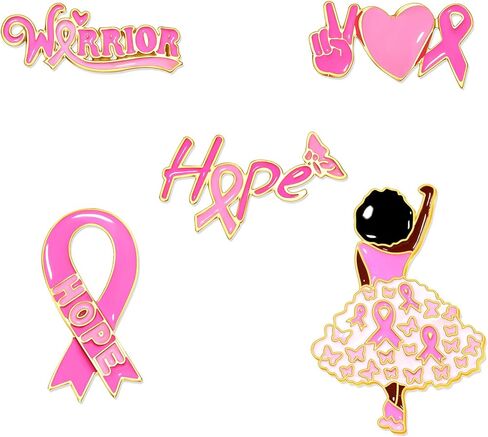 Breast Cancer Awareness Pins Bulk Pink Ribbon Brooches for Women Faith Hope Lapel Pins Breast Cancer Awareness Jewelry Accessories Decorations Charity Public Fundraiser Supplies in Kuwait