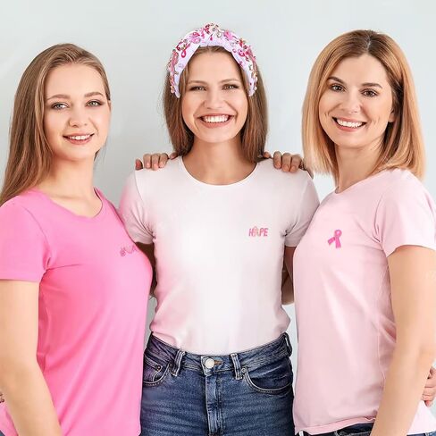 Breast Cancer Awareness Pins Bulk Pink Ribbon Brooches for Women Faith Hope Lapel Pins Breast Cancer Awareness Jewelry Accessories Decorations Charity Public Fundraiser Supplies in Kuwait