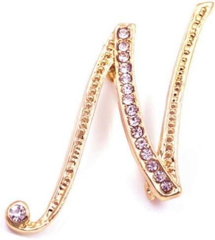 vmcoatdu Women A-Z Initial Pins 26 Letters Pins Gold Plated Metal Brooches Clear Crystal Rhinestone Brooch Breastpin Badge in Kuwait