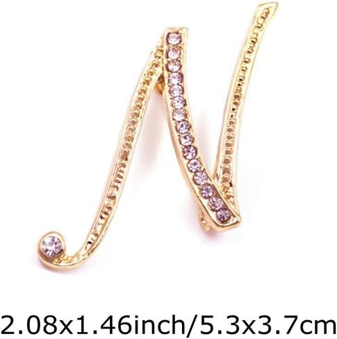 vmcoatdu Women A-Z Initial Pins 26 Letters Pins Gold Plated Metal Brooches Clear Crystal Rhinestone Brooch Breastpin Badge in Kuwait