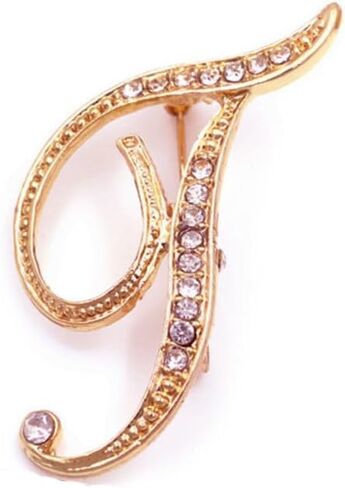 vmcoatdu Women A-Z Initial Pins 26 Letters Pins Gold Plated Metal Brooches Clear Crystal Rhinestone Brooch Breastpin Badge in Kuwait