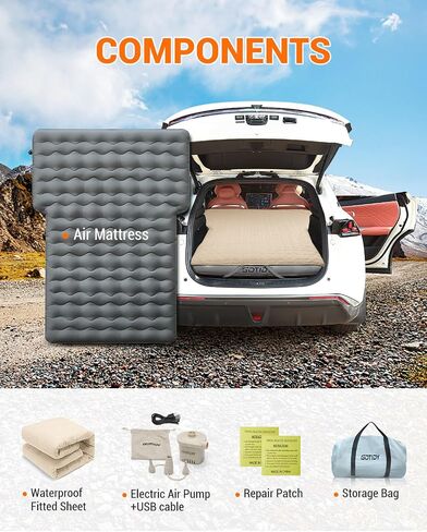 SUV Air Mattress for Car Camping, Extra Thick 300D Oxford Fabric SUV Mattress, Cordless Car Air Pump - Quick Setup, Air Mattress for SUV, Car Camping Mattress for Large SUVs, Car Bed Camping in Saudi Arabia