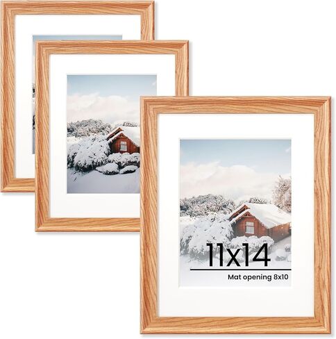 22x28 Picture Frame with Mat for 18x24 Photo Frame, Rustic Solid Wood Picture Frame, High Definition Plexiglass, Vertical and Horizontal Display, Wall Hook Hanging Hardware Included, Natural in Kuwait