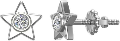 Diamond Earrings Star Shape Studs Bezel Settings 10K Gold (0.10 ctw) in Kuwait