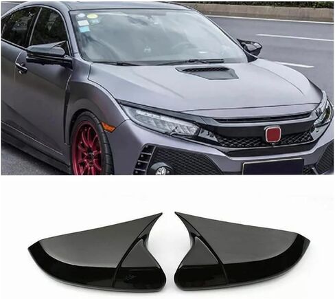 2Pcs Side Mirror Cover Caps Rearview Cover ABS Ox Horn Door Side Mirror Trim Cover For Honda Civic 10th Gen 2016-2021 (Glossy Black) in Kuwait