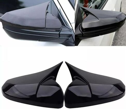 2Pcs Side Mirror Cover Caps Rearview Cover ABS Ox Horn Door Side Mirror Trim Cover For Honda Civic 10th Gen 2016-2021 (Glossy Black) in Kuwait