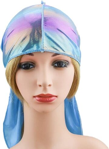 Durags and Bonnets 2pcs/Set for Men Women 360 Wave, Long Tail Silky Doo rag and Turban Sleep Cap in Saudi Arabia