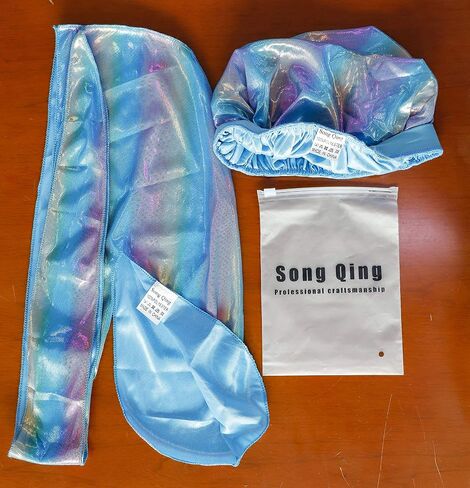 Durags and Bonnets 2pcs/Set for Men Women 360 Wave, Long Tail Silky Doo rag and Turban Sleep Cap in Saudi Arabia