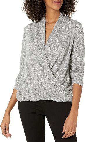 Cable Stitch Women's Lightweight Long Sleeve Wrap High/Low Knit Top in Saudi Arabia