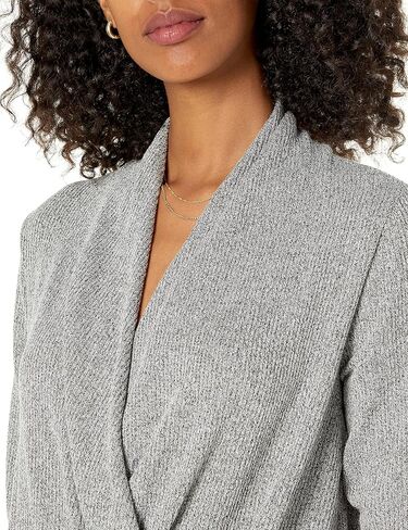 Cable Stitch Women's Lightweight Long Sleeve Wrap High/Low Knit Top in Saudi Arabia
