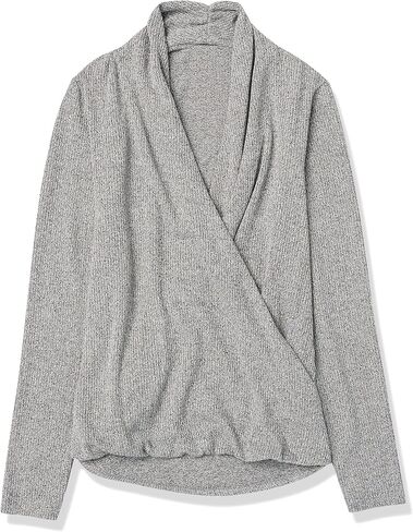 Cable Stitch Women's Lightweight Long Sleeve Wrap High/Low Knit Top in Saudi Arabia