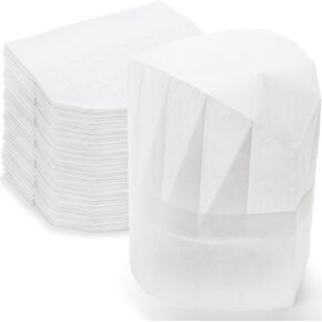 DEAYOU 60 Pack Paper Chef Hats, Non Woven Chef Hat for Baker, Child, Adult, Cooking, Kitchen White