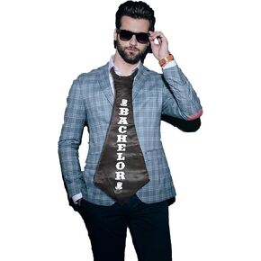 Brosash "Bachelor Party Tie Black & White Lettering Bride Gifts for Future Groom Bridal Shower Favors Engagement Set Men Wedding Ideas Bachelorette Decorations Funny Decor for Hubby to Be