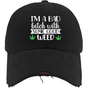 I'm a Bad Bitch with Some Good Weed Golf hat Fish hat AllBlack Womens Hats Gifts for Girlfriends Outdoor Hats