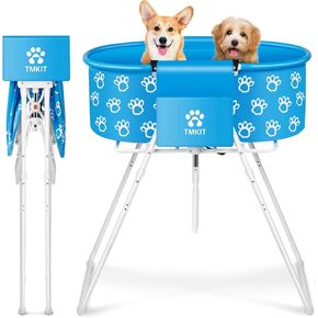 Dog Bathtub for Dogs Blue, Elevated Professional Dog Bath Tub for Pet Bathing Shower and Grooming, Portable Pets Washing Station for Pet Dog Cats with 2 Pack Dog Bath Towel for Drying Dogs in Saudi Arabia