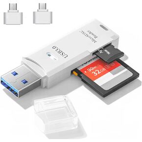 2PCS SD Card Reader with Type C & Micro USB Adapter USB3.0, 5Gbps 2-in-1 Phone Card Reader to USB Adapter, Memory Card Reader Compatible with iPhone 15/16 Series, MacBook Pro/Air 2023, Android Device