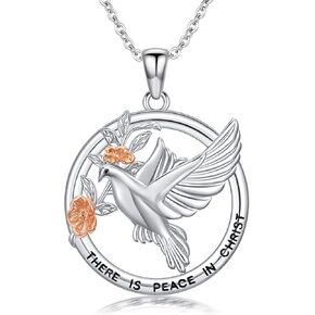 Dove Necklace 925 Sterling Silver Holy Spirit Dove Pendant Bird Jewelry for Women