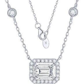 KSTYLE Moissanite Necklace for Women Lab Created Diamond Necklace D Color VVS1 Clarity 925 Sterling Silver Necklace, Jewelry Gifts for Wife Mother Anniversary Birthday Gift for Her