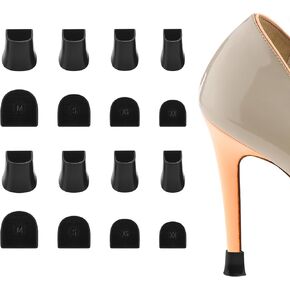 Heel Cap for High Heel, 8 Pairs Heel Cap Protectors for High Heel Shoes, High Heel Protectors - Heel Stoppers Heel Repair Caps Covers, Heel Protectors Tip Covers for Outdoor Weddings Events (Black)