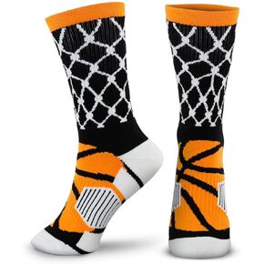 ChalkTalkSPORTS Basketball Performance Crew Socks - Hoop and Ball Socks - Basketball Mid-Calf Socks - Adult
