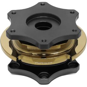 NRG Innovations SRK-R200GM-CG SFI 42.1 Spec D Shaped 6-bolt Steering Wheel Quick Release Adapter,Gun Metal Quick Release/Chrome Gold Ring