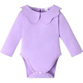 0-24M Infant Girls Ruffle Collar Bodysuit Baby Girl Casual Romper Toddler Solid Color Jumpsuit Winter Clothes