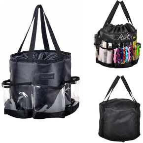 Circular Hairdressing Bag, 2 Piece Set Hairstylist Travel Bag, Large Capacity Makeup Bag for Hairstylist, Barber Tools Storage Organizer with Heat Insulation Material, Waterproof Shower Toiletry Bag