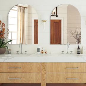 Chende 2 Packs Bathroom Wall Mirror, 24" x 32" Arched Frameless Mirror with Polished Edge, Wall Mirror for Decor Living Room, Entrance, Bedroom, Upgraded Shatterproof