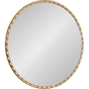 Kate and Laurel Sebecka Modern Scalloped Round Mirror, 26 Inch Diameter, Gold, Decorative Circle Wall Mirror with Unique Rippled Edge for Use as Vanity Bathroom Mirror or Bedroom Mirror Accent