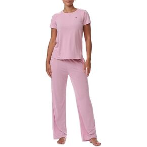Tommy Hilfiger Women's T-Shirt and Open Leg Pant 2 Piece Pajama Set