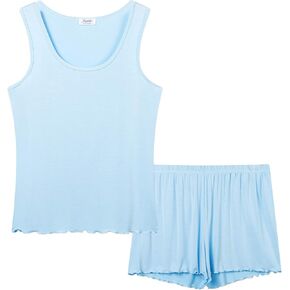 Joyaria Womens Bamboo Viscose Pajama Shorts Sets Tank Top Pjs Ultra Soft Sleepwear S-XXL