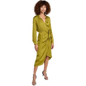 VELVET BY GRAHAM & SPENCER Women's Jovie Long Sleeve Collared Midi Dress, Meadow, Medium