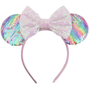 MADO Rainbow Mouse Ears Headband for Women, Girls, and Kids - SPARKLY rainbow Hair Accessories for Park