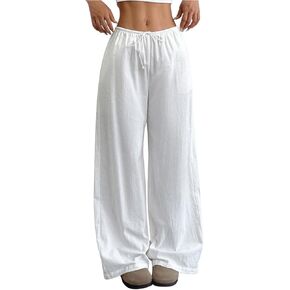 SHENHE Girl's Wide Leg Baggy Pants Drawstring Summer Boho Beach Palazzo Pants with Pockets