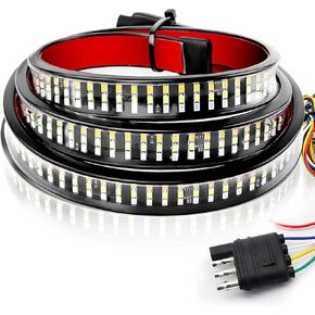 48Inch Tailgate Light Bar Triple Row 324 LED Strip with Red Running Brake Lights White Reverse Light Amber Turning Signal Lights, Tail Light bar for Pickup Trailer SUV RV Van