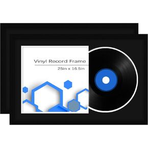 Content generated Vinyl Record Frame Album Frame for Frame Made to Display Vinyl Records, Home Decor LP Vinyl Record Display Black Bottom Mat, 2Pack