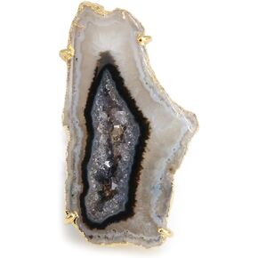 Geode Slice Druzy Quartz Gold With Adjustable Band Rings For Women Gold Plated Handmade Fashion Jewelry Stone Size 30-40 approximately