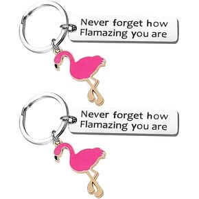 Zmukuan Flamingo Gifts for Women, Flamingo Keychain Womens Keychain, Inspirational Key Chains for Women, Motivational Gifts, Flamingo Present for Women, Cheer Up Gifts for Women, Key Ring for Women