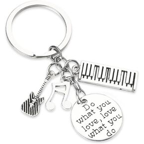 Inspirational Music Keychain Gifts for Music Lover Guitarist Musician Gifts for Christmas Birthday Music Student Graduation Gift Bass Guitar Keyboard Instrument Charm Key Chain Rock Music Note Gift