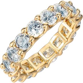 PAVOI 14K Gold Plated Rings Cubic Zirconia Love Ring | 4mm Stackable Rings for Women | Gold Rings for Women