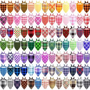 XPUDAC 100 Pieces Halloween Dog Bandanas, Dog Bandanas Bulk Bib Washable Adjustable Hankerchief for Small Medium Dogs Holiday Halloween Pet Costume Accessories